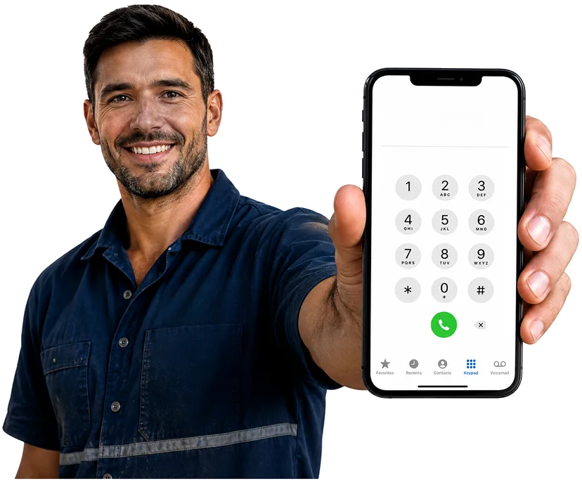 Our plumber taking a booking call for Homebush